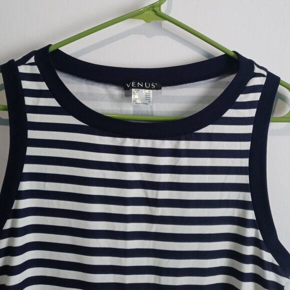 VENUS Women's Striped/Colorblock Tank Top Navy + White +Yellow Size Medium - Picture 3 of 8